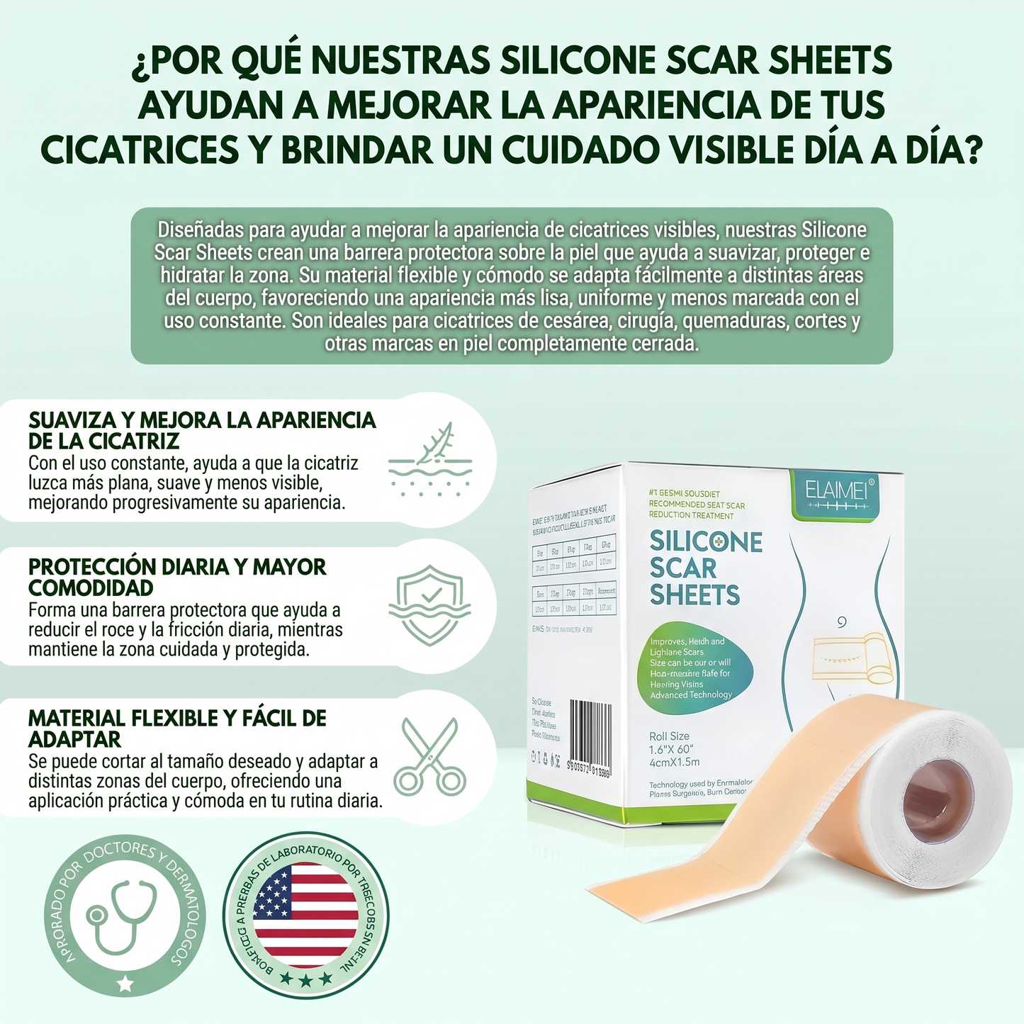 2X1 Silicone Scar Sheets – Láminas de Silicona para Cicatrices.