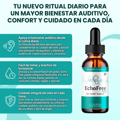 Echo free- Apoyar el bienestar del oído y la salud auditiva diaria.