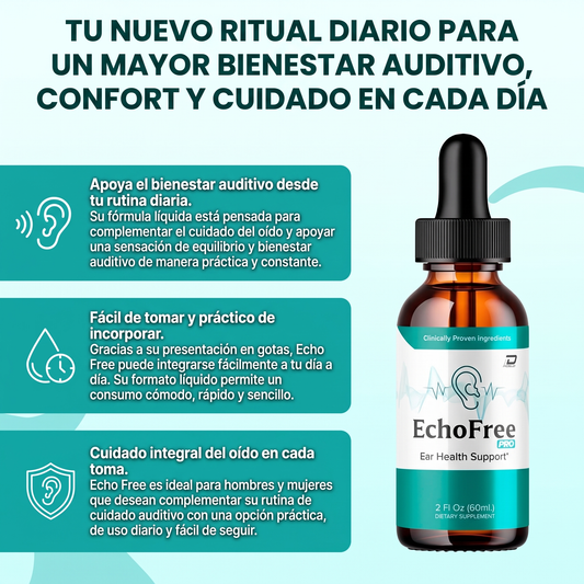 Echo free- Apoyar el bienestar del oído y la salud auditiva diaria.