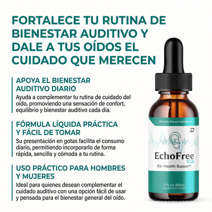Echo free- Apoyar el bienestar del oído y la salud auditiva diaria.