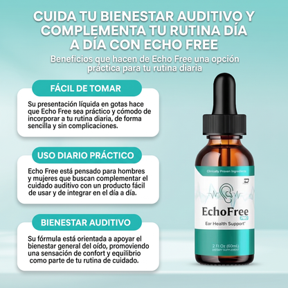 Echo free- Apoyar el bienestar del oído y la salud auditiva diaria.