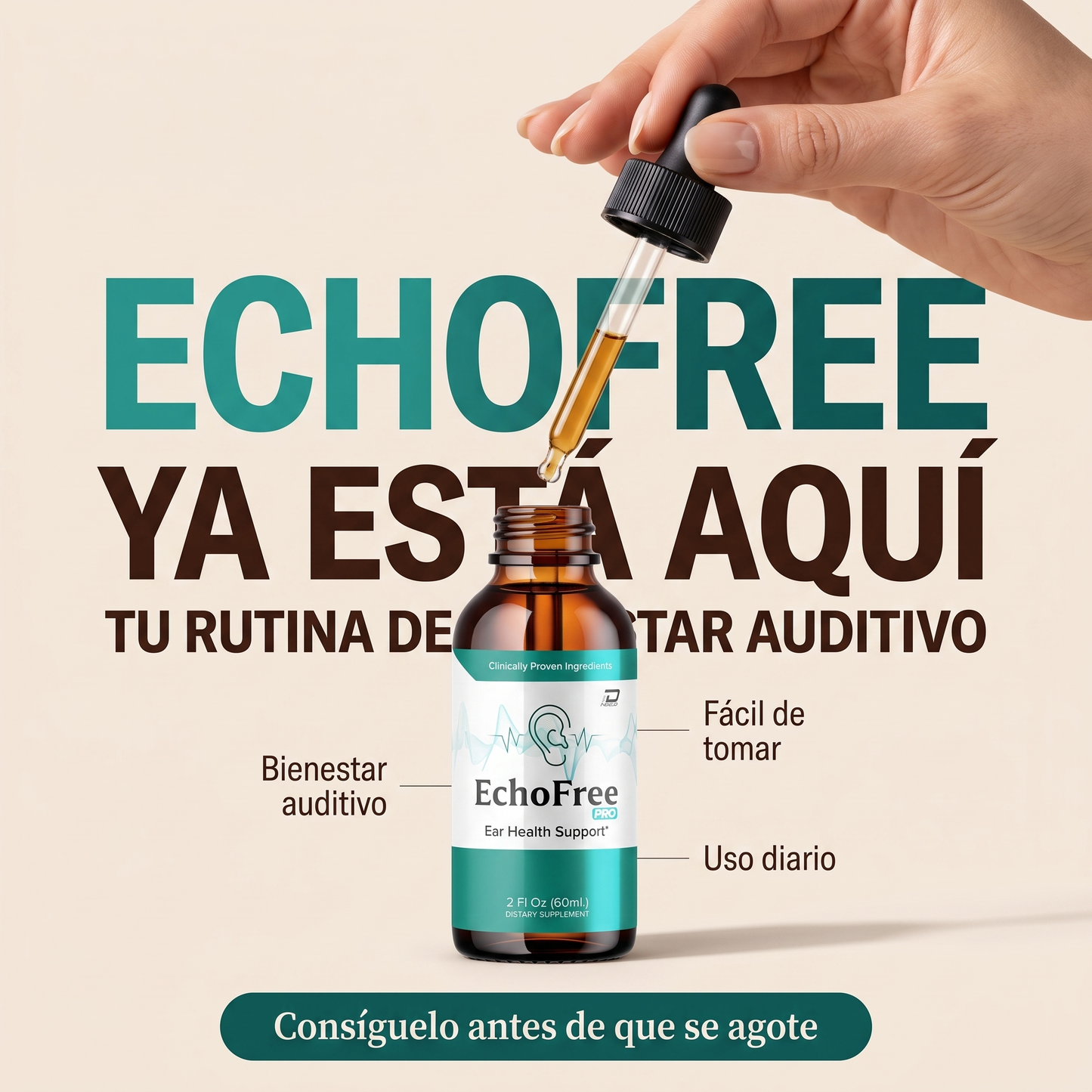 Echo free- Apoyar el bienestar del oído y la salud auditiva diaria.
