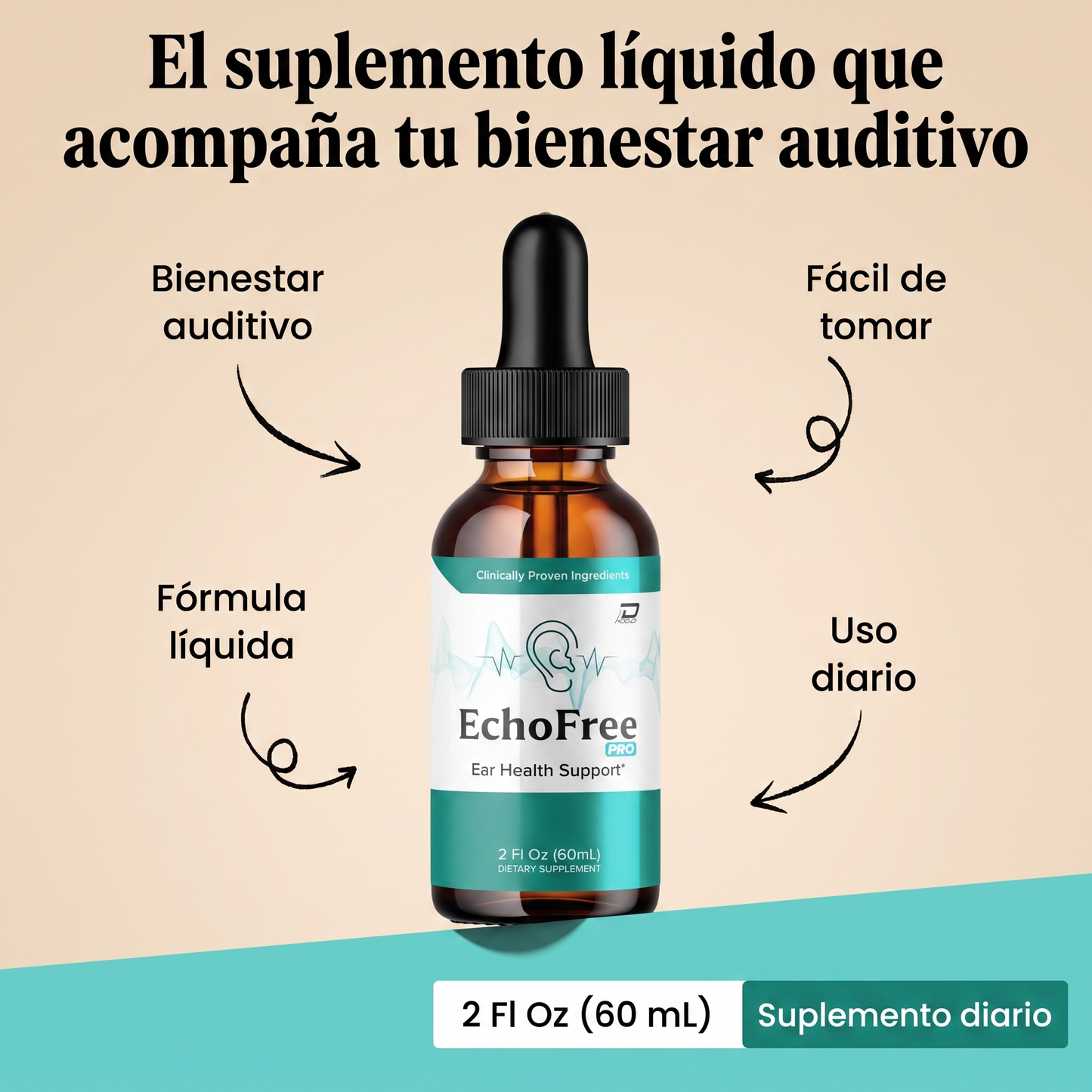 Echo free- Apoyar el bienestar del oído y la salud auditiva diaria.