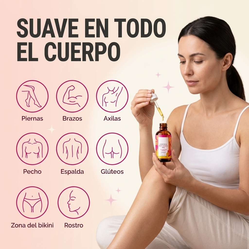 Aceite para remover y retrasar el crecimiento del vello corporal
