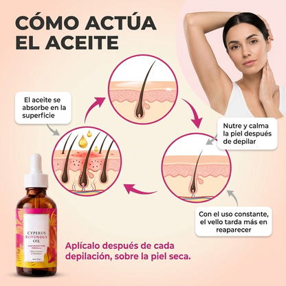 Aceite para remover y retrasar el crecimiento del vello corporal