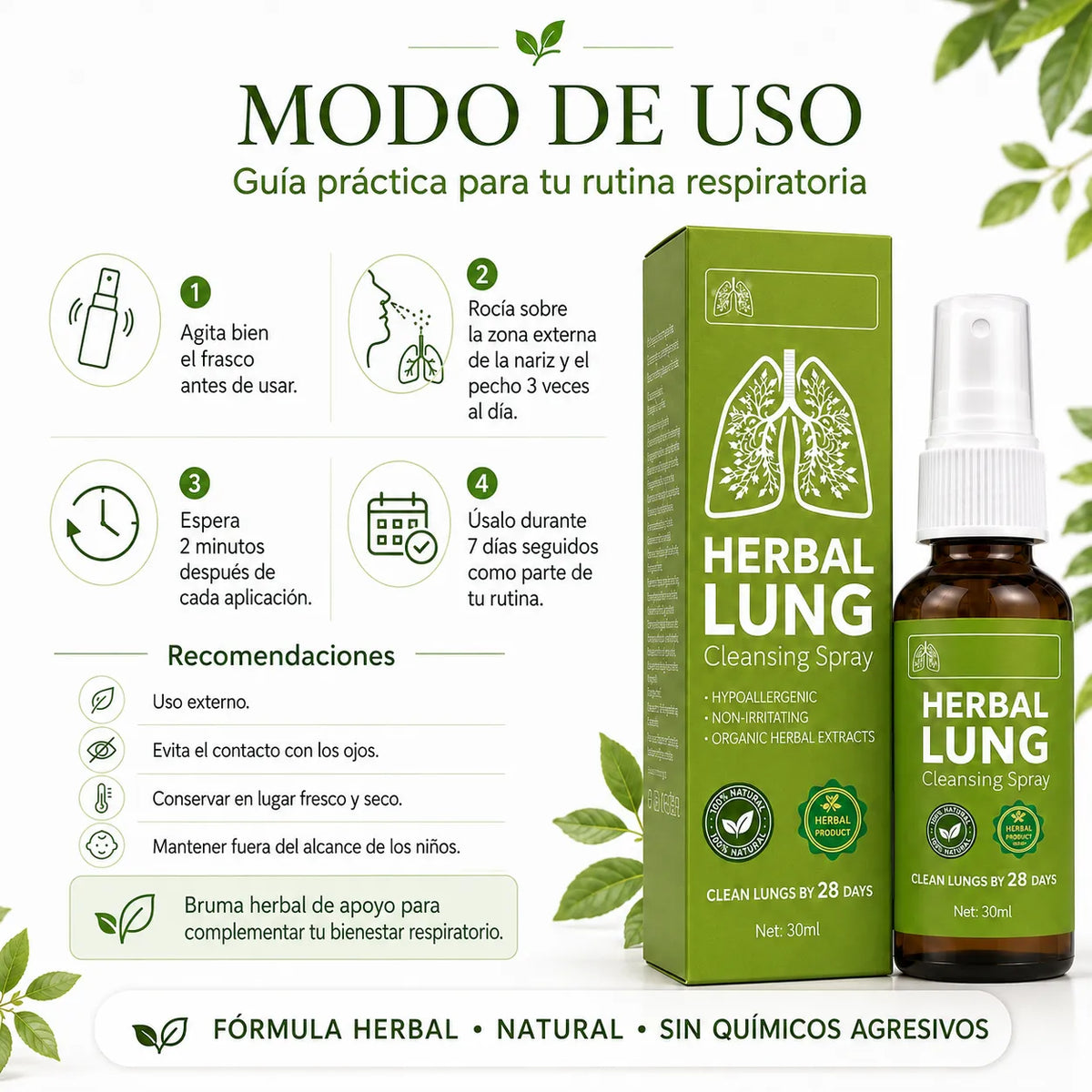 Spray Herbal de limpieza y apoyo pulmonar