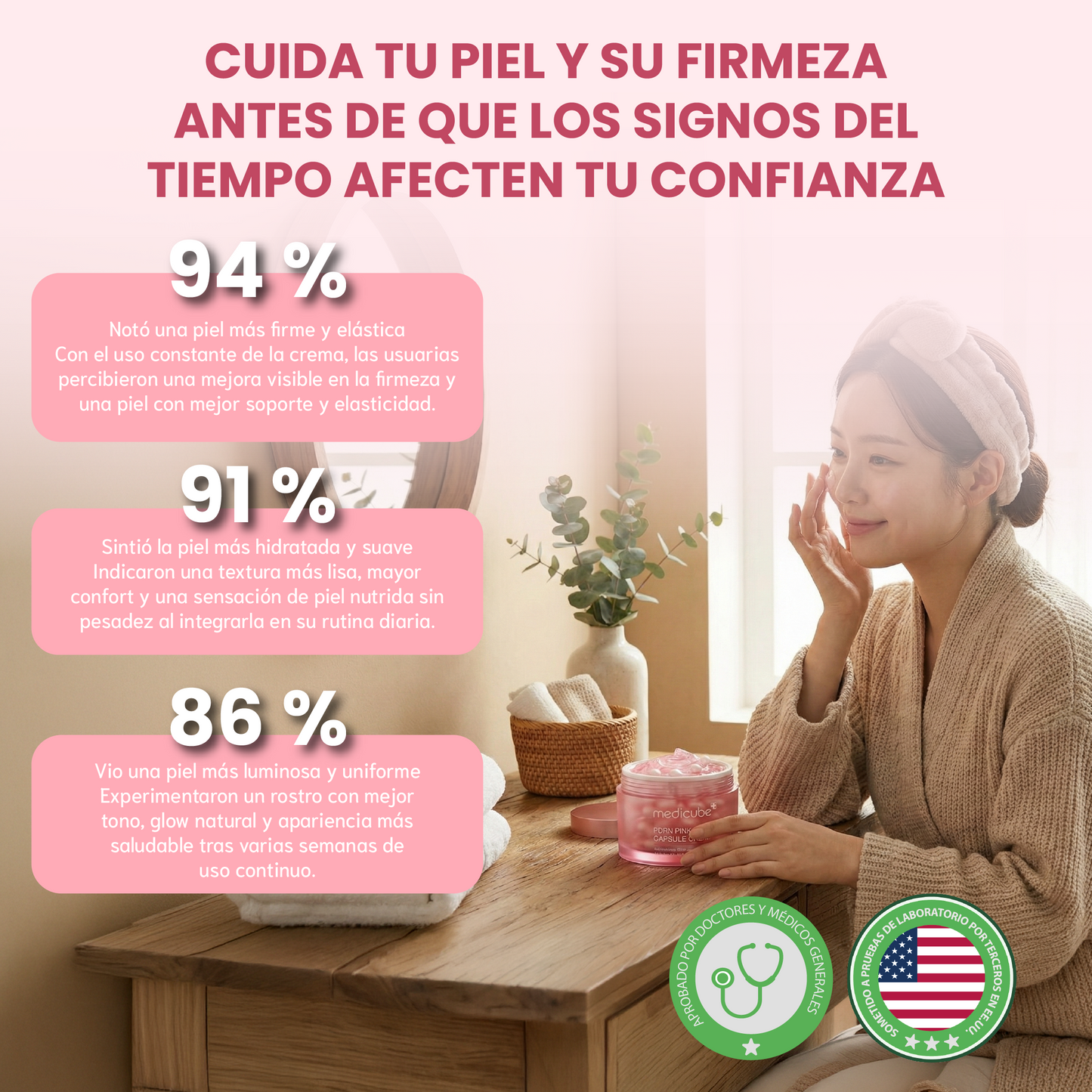 PDRN Pink collagen capsule cream- Crema hidratante con niacinamida y colágeno rosa.