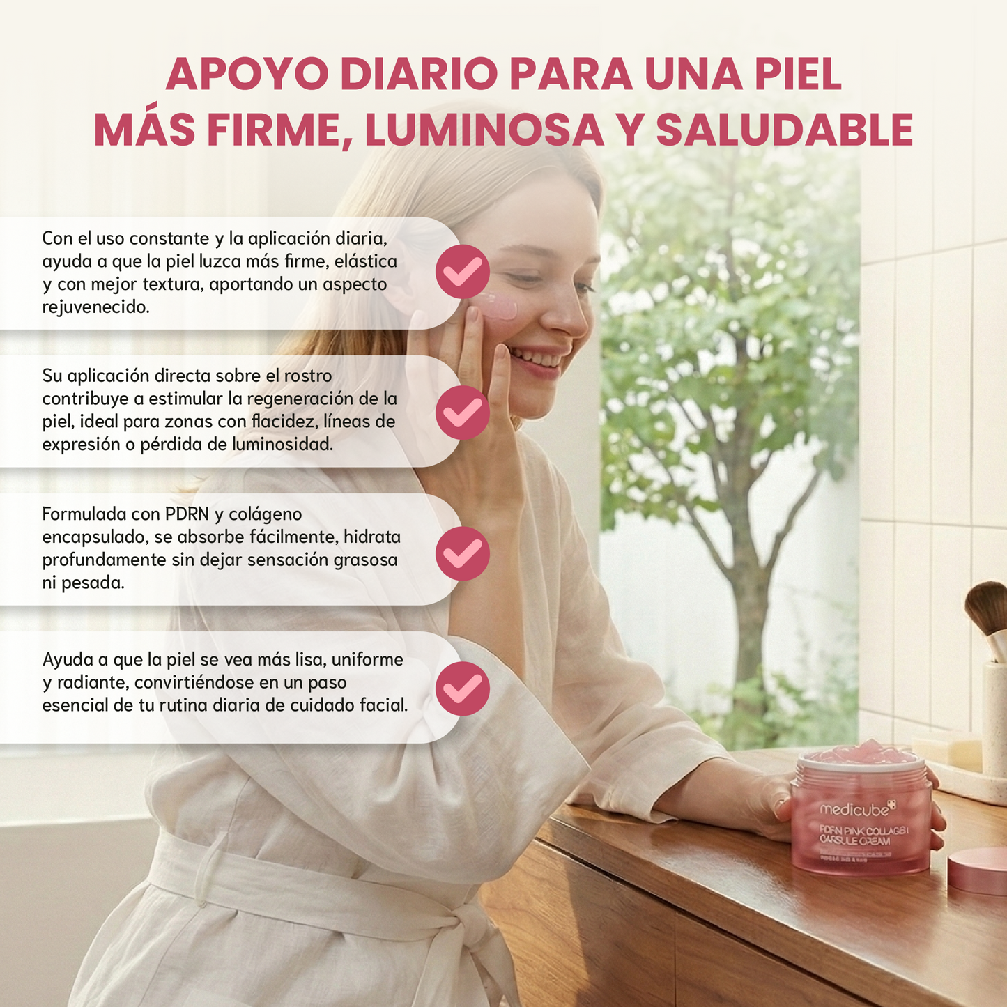 PDRN Pink collagen capsule cream- Crema hidratante con niacinamida y colágeno rosa.