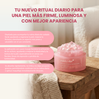 PDRN Pink collagen capsule cream- Crema hidratante con niacinamida y colágeno rosa.