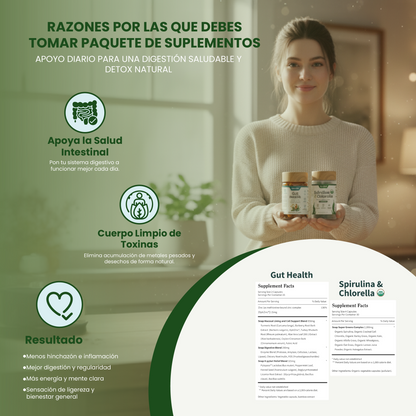 Paquete de suplementos para la salud intestinal- Apoya la digestión y  desintoxicación.