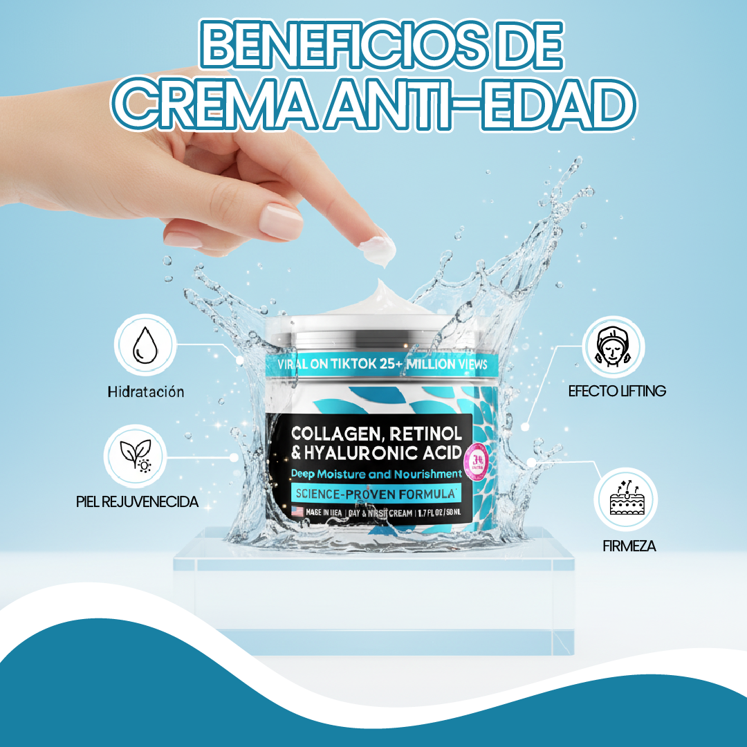 Crema anti-edad de colágeno retinol y hialurónico