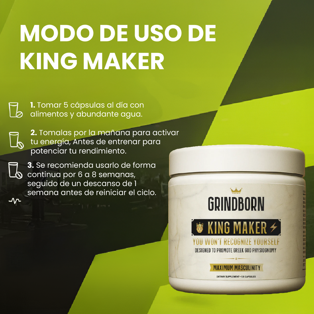 GRINDBORN KING MAKER- MEJORA EL RENDIMIENTO FÍSICO, Y AUMENTAR LOS NIVELES NATURALES DE TESTOSTERONA