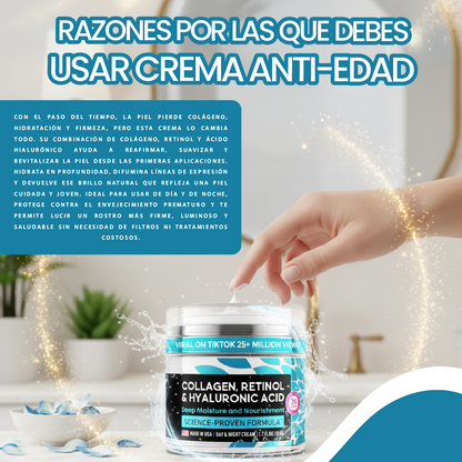 Crema anti-edad de colágeno retinol y hialurónico