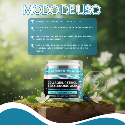 Crema anti-edad de colágeno retinol y hialurónico