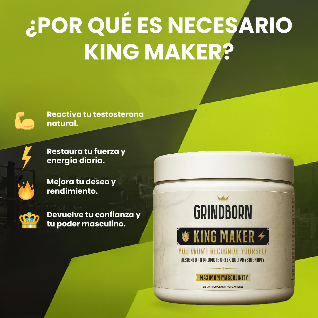 GRINDBORN KING MAKER- MEJORA EL RENDIMIENTO FÍSICO, Y AUMENTAR LOS NIVELES NATURALES DE TESTOSTERONA