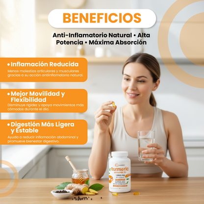 Suplemento de cúrcuma-Apoyo Antiinflamatorio y Energía Natural