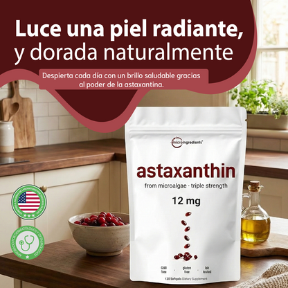 Astaxantina- Apoya la salud ocular, mejora la apariencia de la piel y potencia la energía celular.