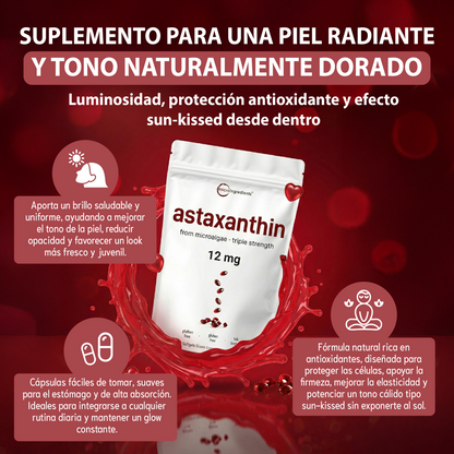 Astaxantina- Apoya la salud ocular, mejora la apariencia de la piel y potencia la energía celular.