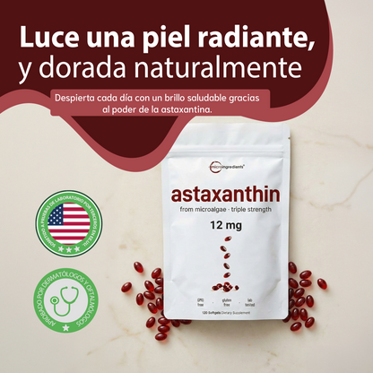 Astaxantina- Apoya la salud ocular, mejora la apariencia de la piel y potencia la energía celular.