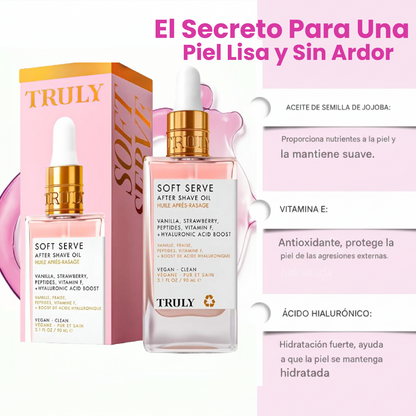 Aceite post afeitado- calma la irritación, reduce el enrojecimiento y deja la piel suave.