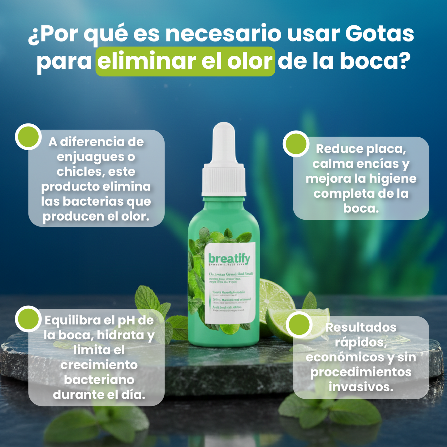 Gotas para eliminar el olor de la boca- Tratamiento para el mal aliento