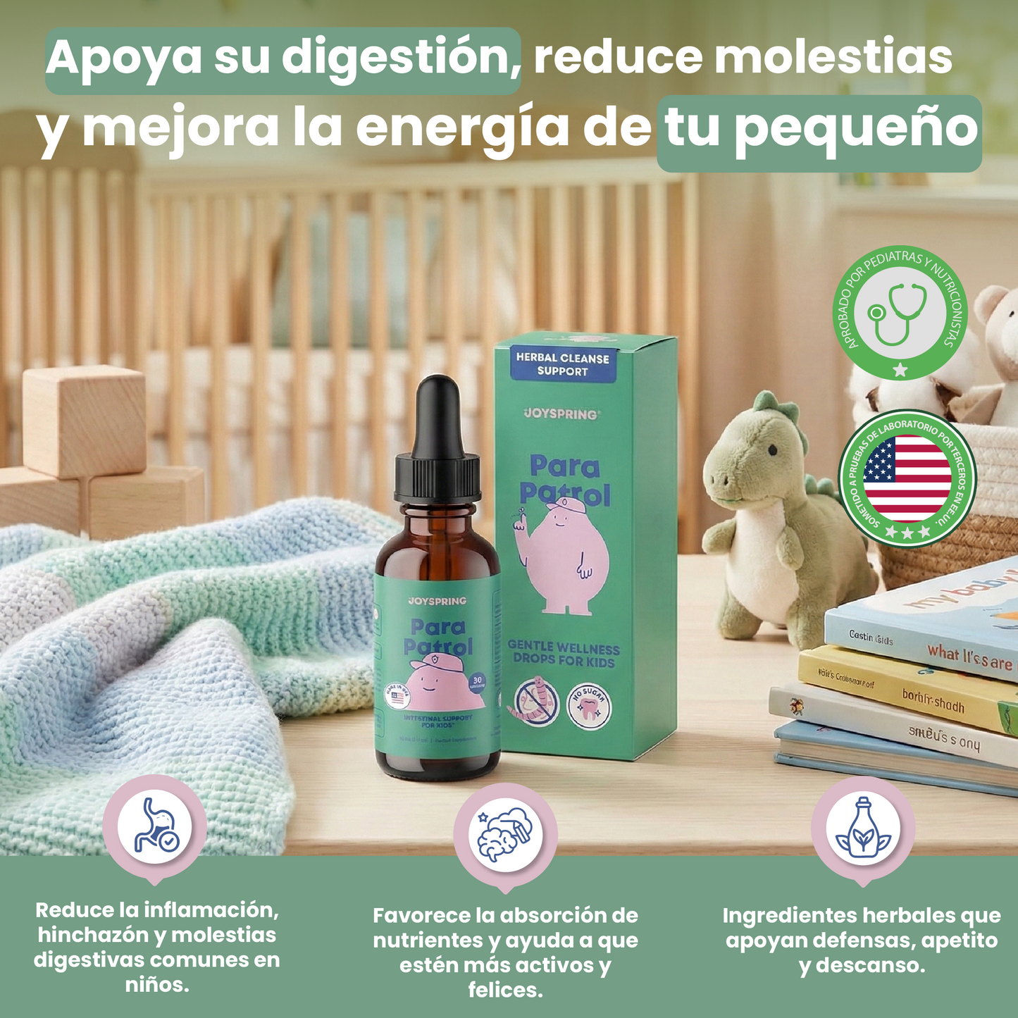 Para Patrol para niños-apoya la salud digestiva, sabor natural a frambuesa.