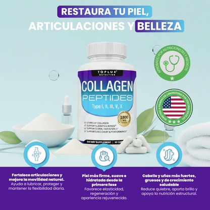 Complejo de péptidos de colágeno múltiple-Una mejor piel, cabello y articulaciones fuertes.