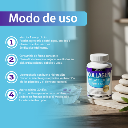 Complejo de péptidos de colágeno múltiple-Una mejor piel, cabello y articulaciones fuertes.