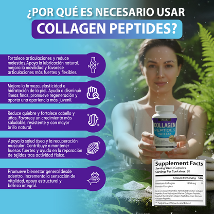 Complejo de péptidos de colágeno múltiple-Una mejor piel, cabello y articulaciones fuertes.